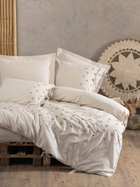 L'essentiel linge de maison Arie Juego de funda de edredón doble Crema